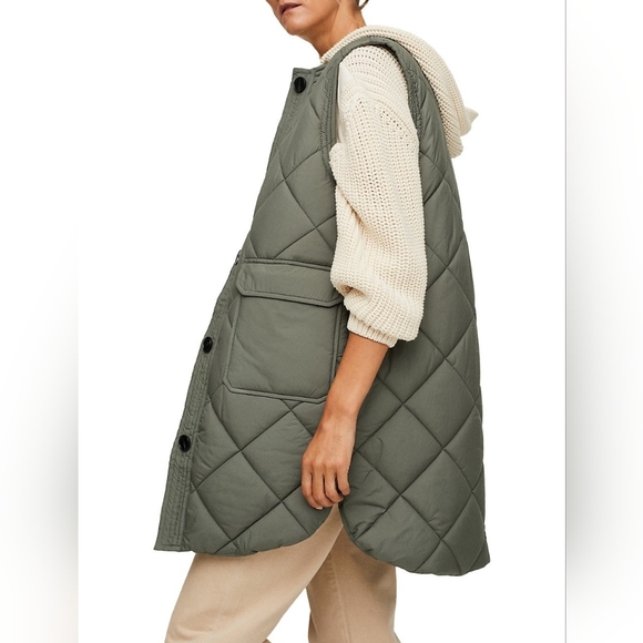 Mango Button-Front Long Quilted Vest size S - Picture 3 of 9